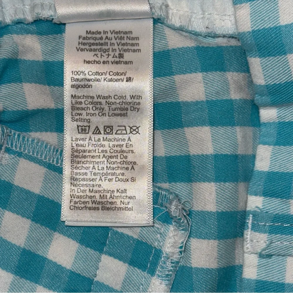 J. Crew Cotton Gingham Aqua & White Short Size 2 - Picture 9 of 11